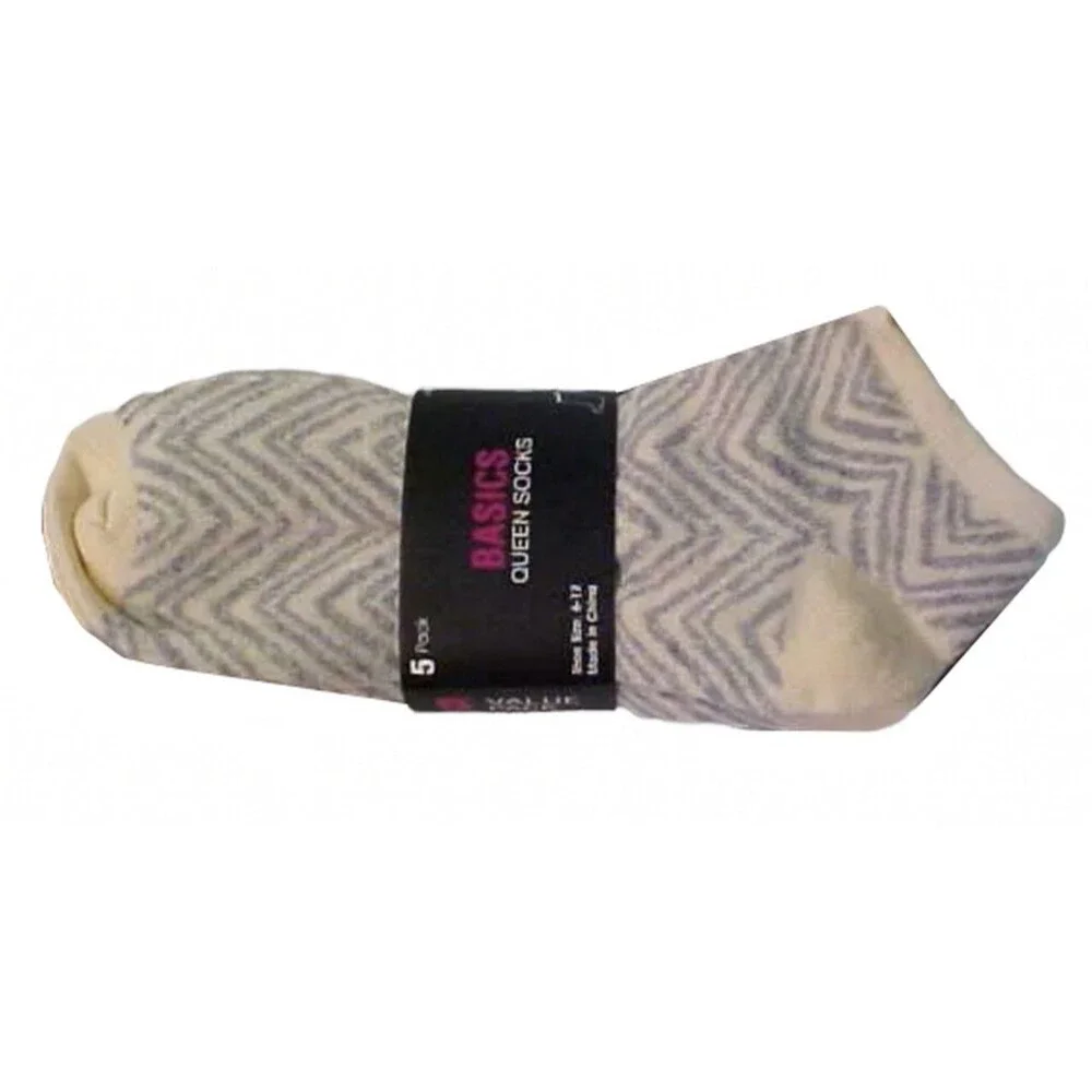 Queen Plus Size Ladies Casual Low-Cut No-Show Socks 5 Pairs Fits Shoe 6-12